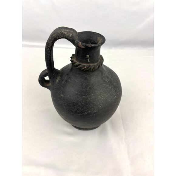 Vintage Handmade Mexican Pottery Pitcher 7" Primitive Style Jug 1970s - Picture 3 of 15